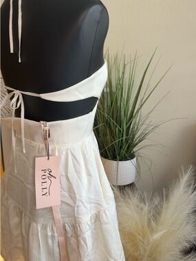 Oh Polly White Tiered Maxi Skirt with Tie Detail